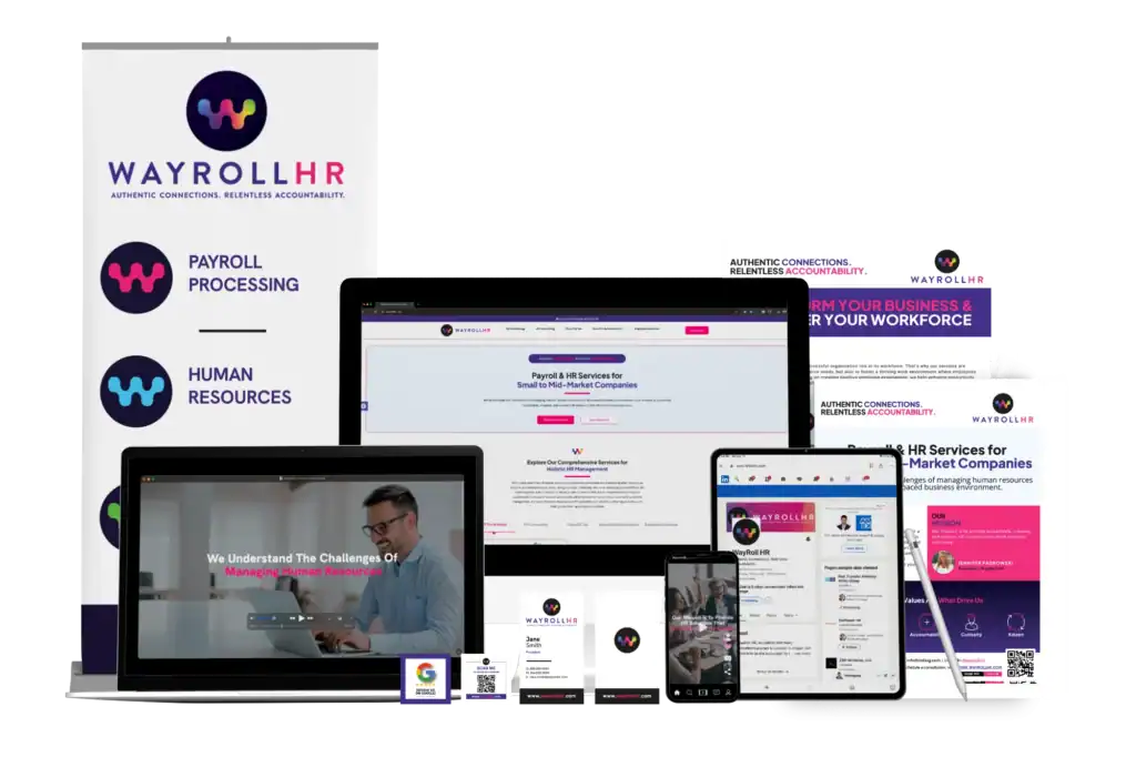 Digital devices displaying Way Roll HR branding and services in Melbourne, FL.
