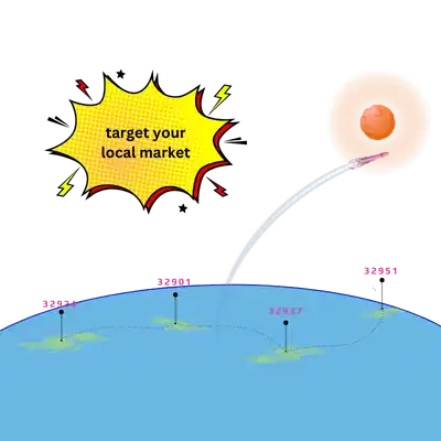 Illustration of targeting local market with digital marketing and social media.