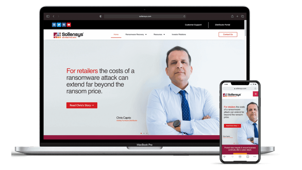 Responsive website displayed on laptop and smartphone for digital marketing services.