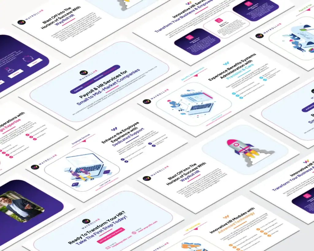 Collection of digital marketing, branding, and social media service slides Melbourne FL.